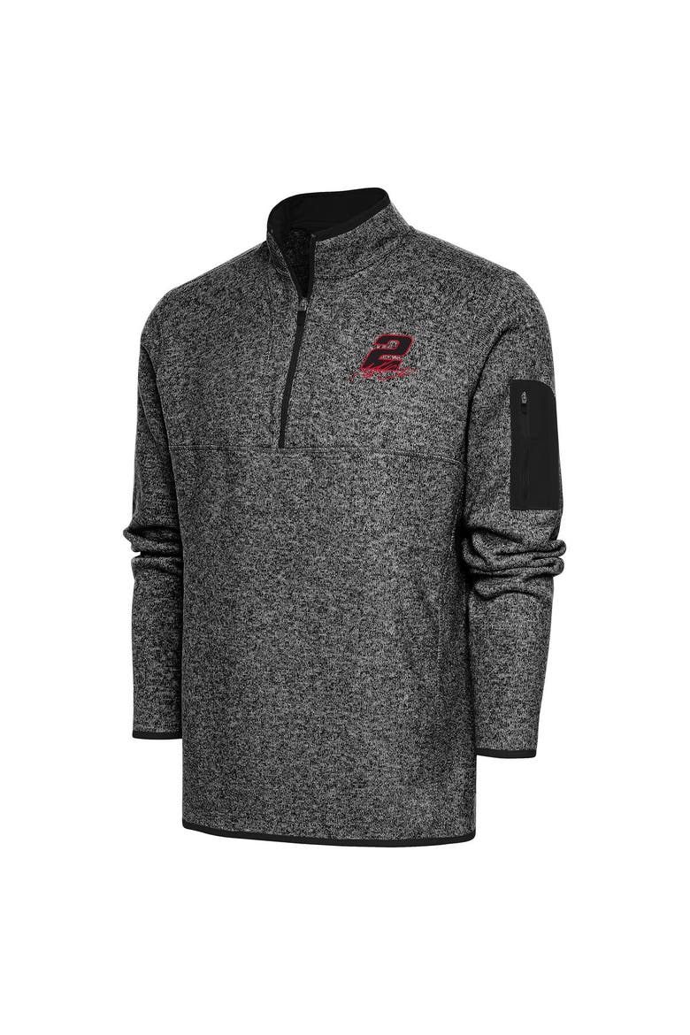 Men's Antigua Heather Black Austin Cindric Fortune Quarter-Zip Pullover Jacket, Alternate, color, Heather Black
