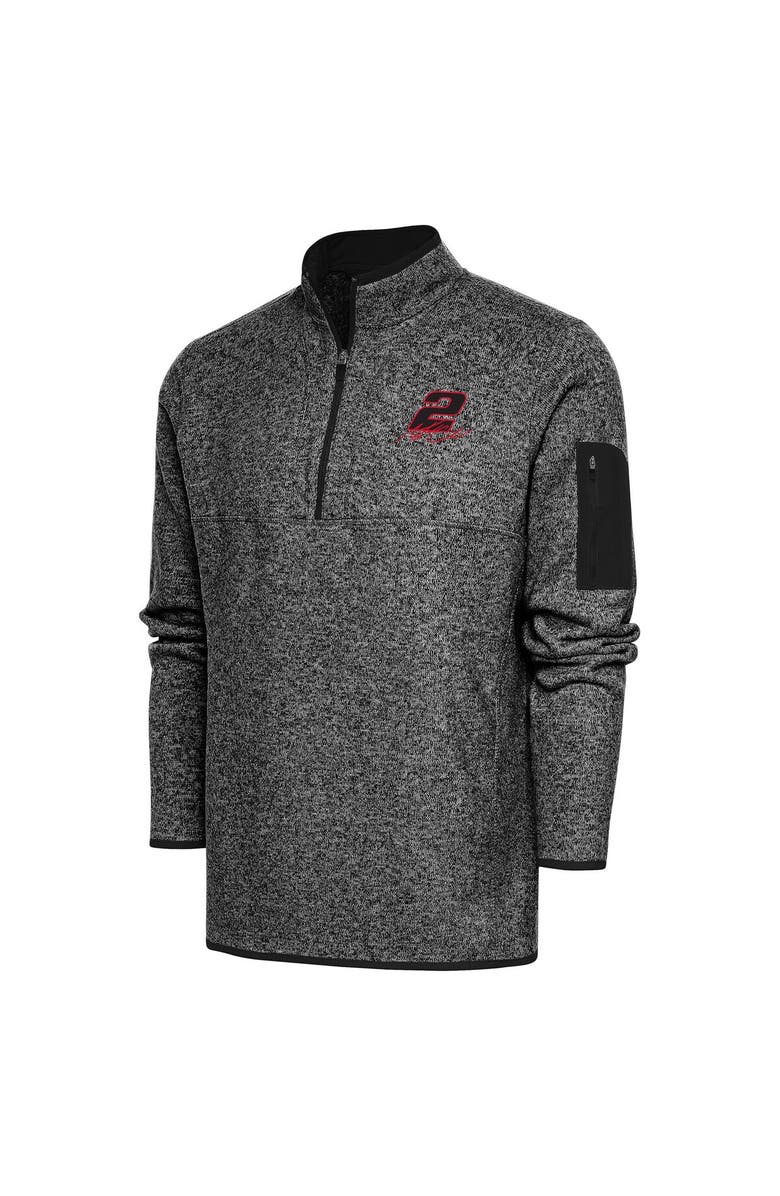 ANTIGUA Men's Antigua Heather Black Austin Cindric Fortune Quarter-Zip Pullover Jacket, Alternate, color, Heather Black