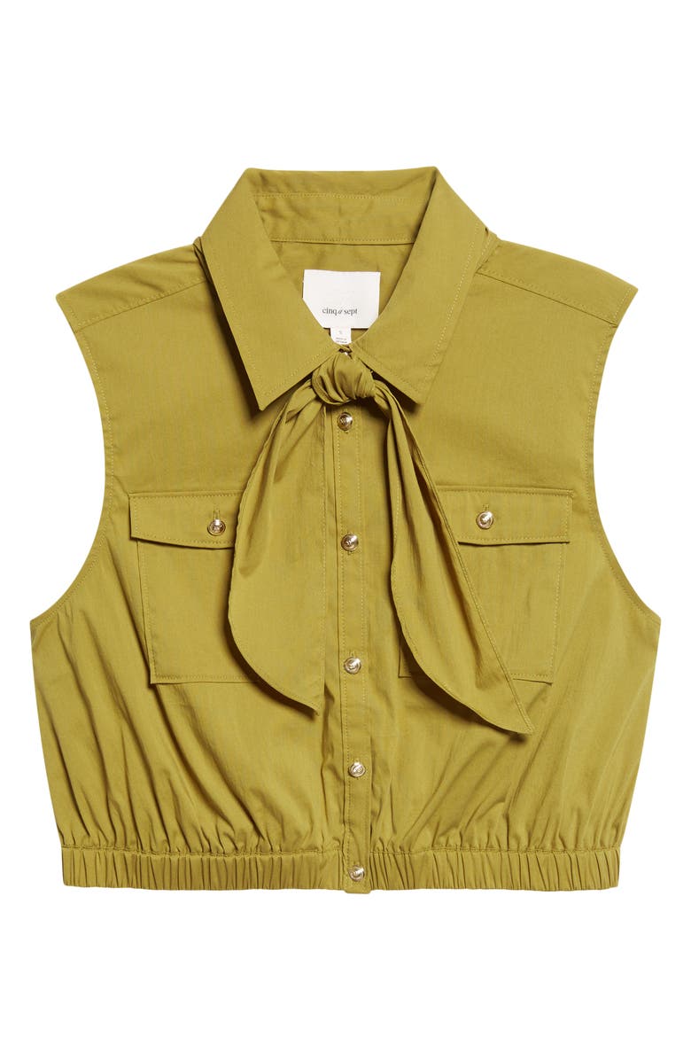 Cinq à Sept Lou Tie Cotton Blend Top, Alternate, color, Dark Cardamom