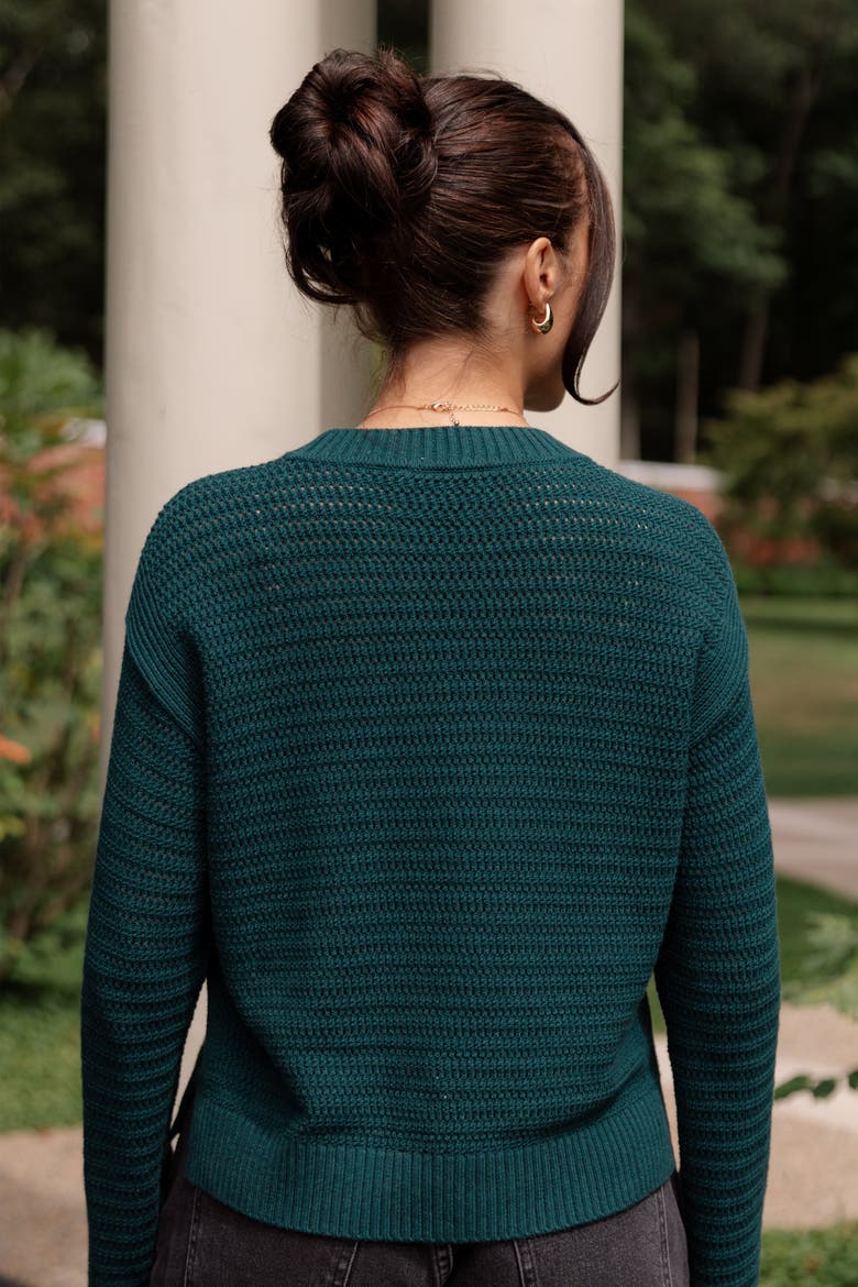 The Open Knit Long Sleeve Sweater, Alternate, color, DARK MOSS