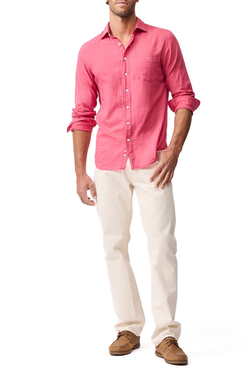 Rodd & Gunn Taupo Bay Sports Fit Check Jacquard Cotton Button-Up Shirt, Alternate, color, Geranium