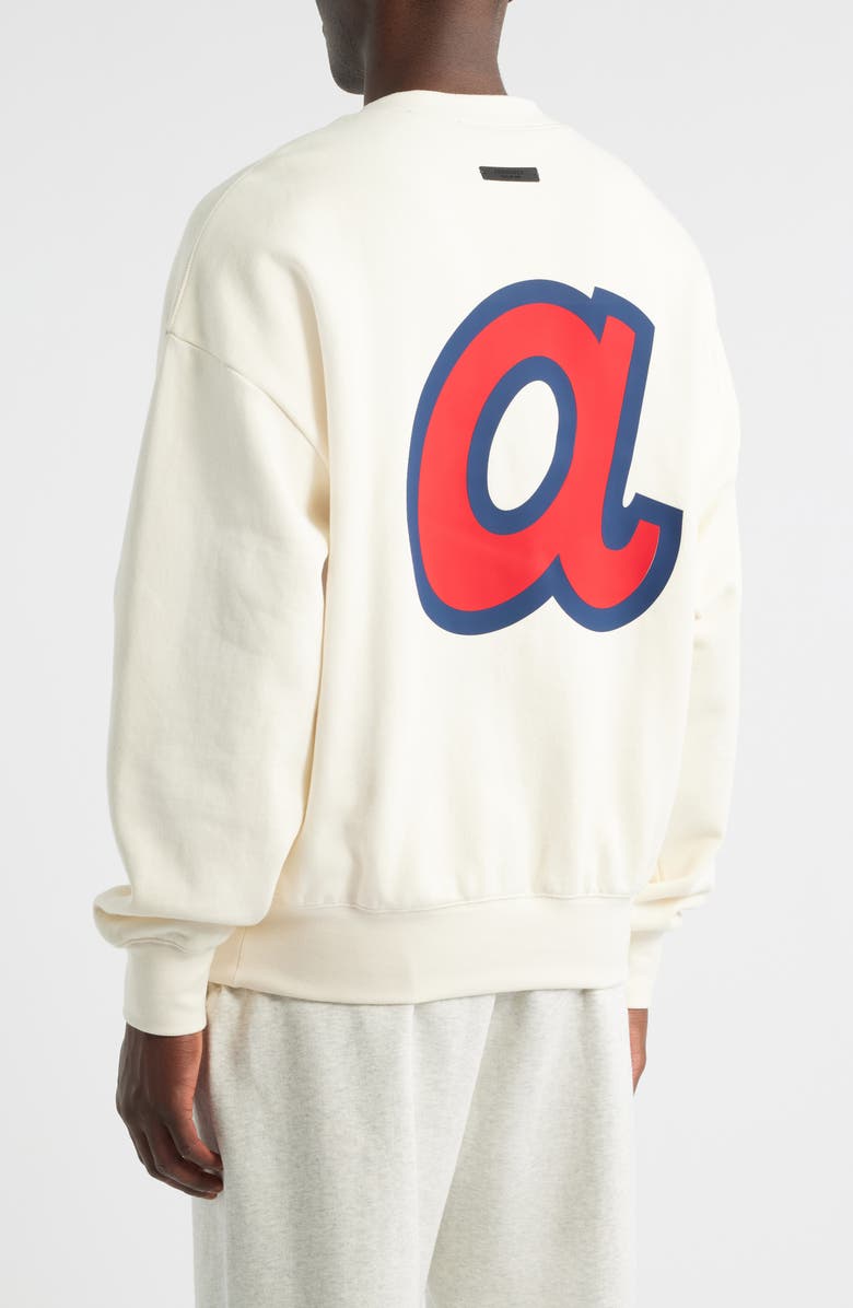 Fear of God Essentials Braves Sport Fit Crewneck Sweatshirt, Alternate, color, Cream White