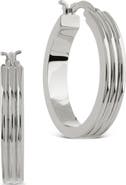 Sterling Forever Hannah Ribbed Hoop Earrings