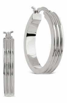 Sterling Forever Hannah Ribbed Hoop Earrings