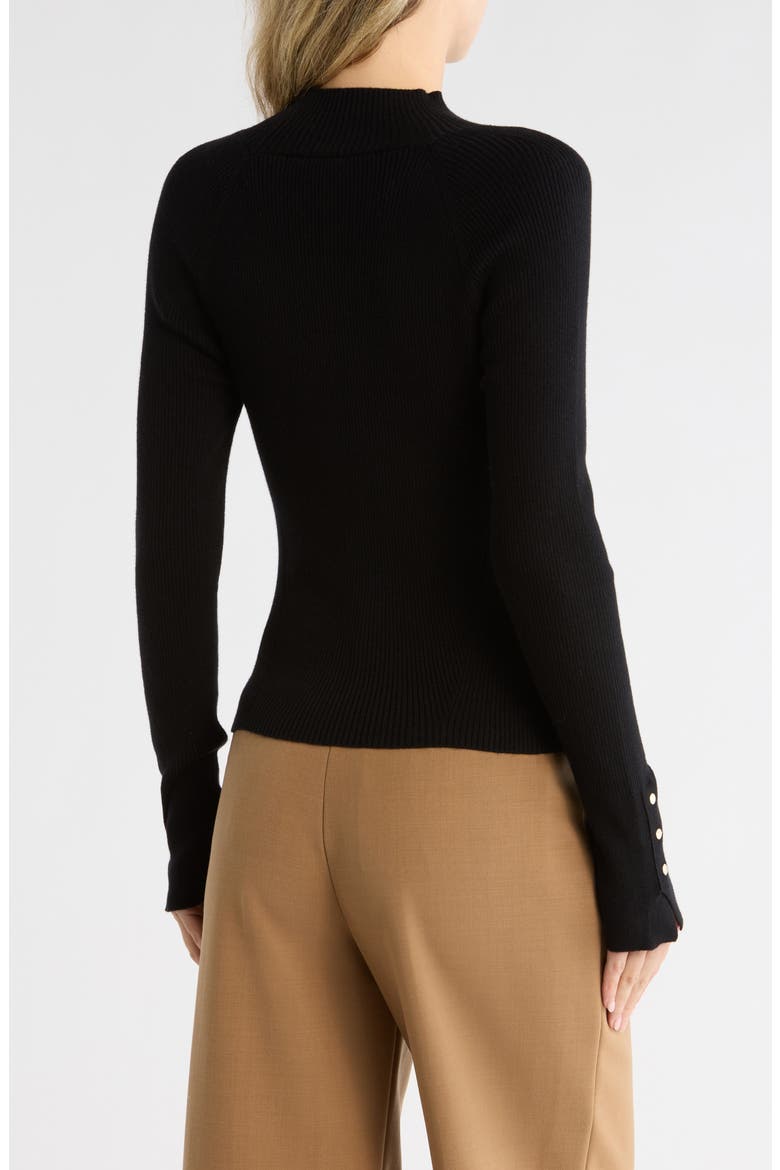 Kassandra Mock Neck Rib Sweater, Alternate, color, BLACK