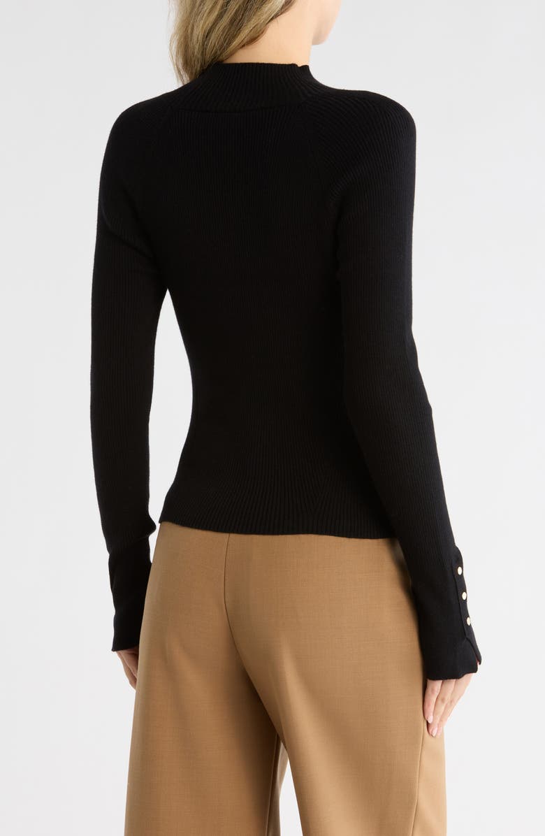Derek Lam 10 Crosby Kassandra Mock Neck Rib Sweater, Alternate, color, Black