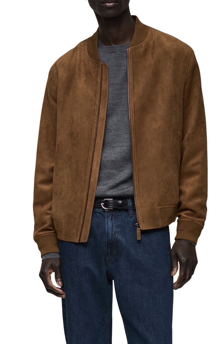 MANGO Faux Suede Bomber Jacket, Main, color,