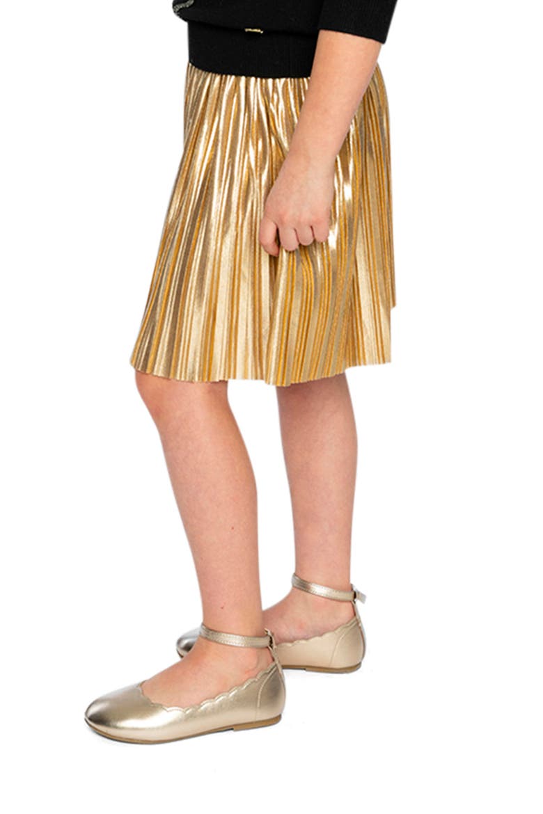 Accordion Pleated Elastic Waist A-Line Skirt, Alternate, color, Gold