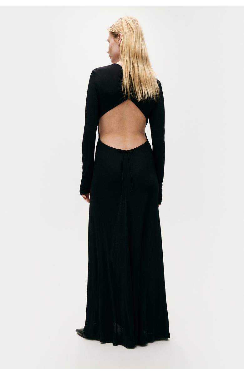 SILK LAUNDRY JERSEY MODAL CUTAWAY DRESS BLACK, Alternate, color, 