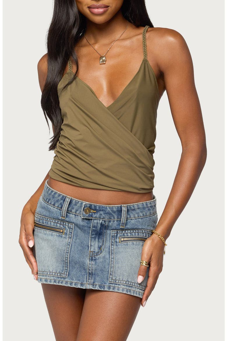 Tippie Backless Surplice Neck Top, Main, color, OLIVE