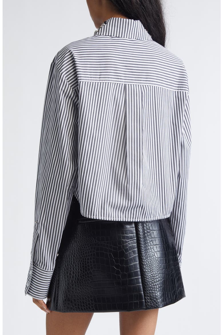 Quagga Stripe Embellished Collar Cotton Button-Up Shirt, Alternate, color, BLACK