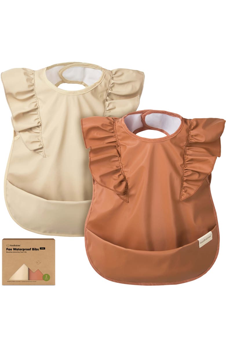 KeaBabies Fae Waterproof Bibs, Main, color, Frills, Terracotta