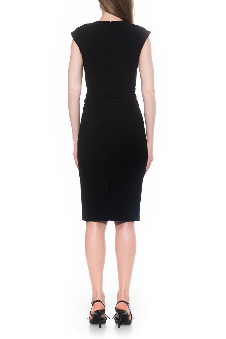 Essence Cap Sleeve Midi Sheath Dress, Alternate, color, BLACK