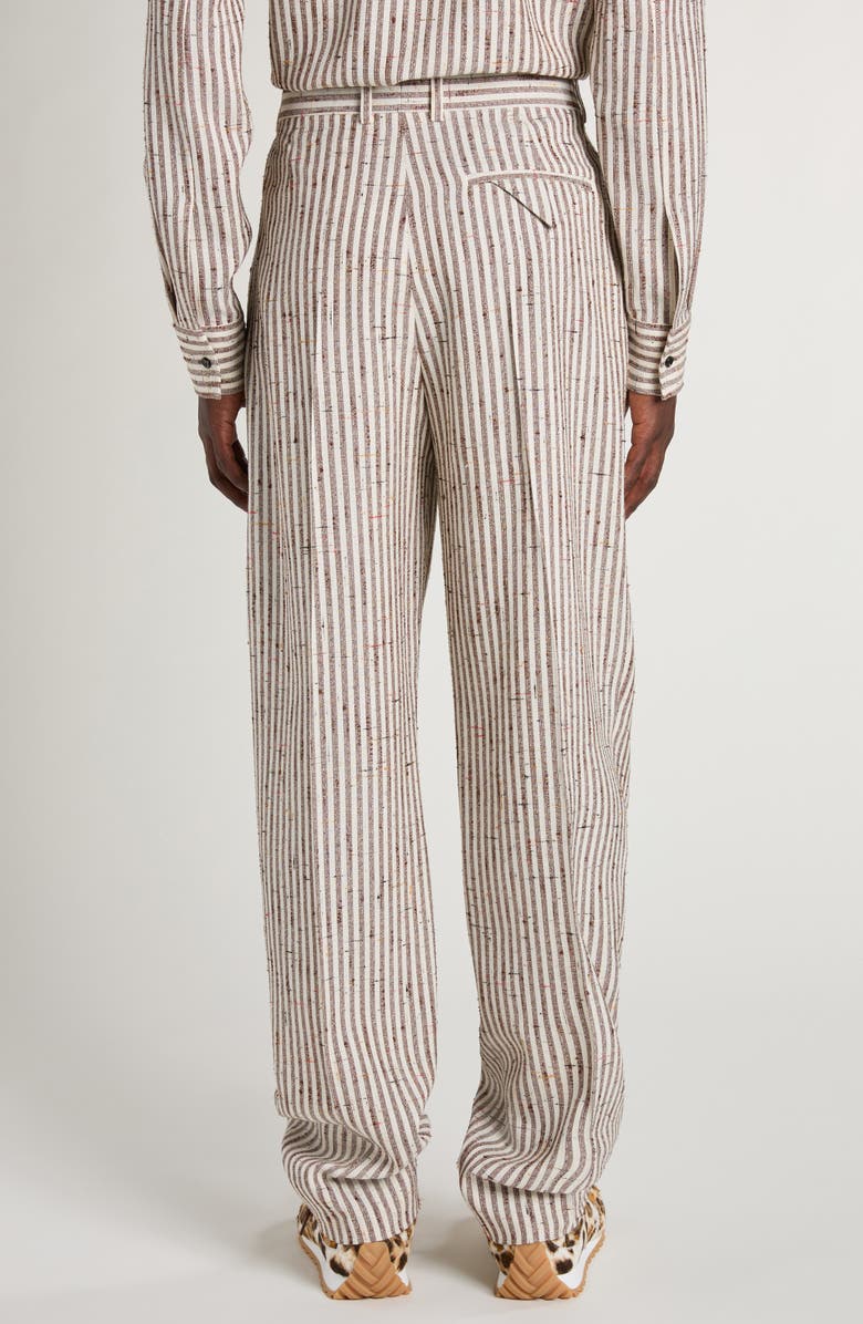 Bottega Veneta Flecked Stripe Pleated Pants, Alternate, color, Talc/ Loam