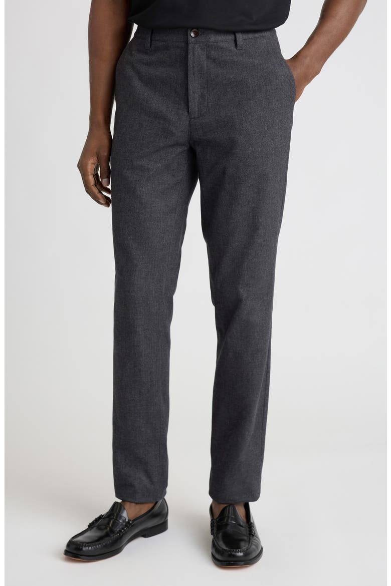 Flat Front Brushed Cotton Herringbone Chinos, Main, color, CHARCOAL HERRINGBONE