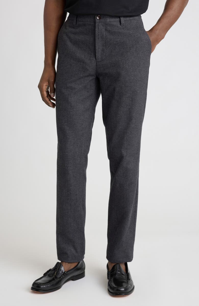 Bonobos Flat Front Brushed Cotton Herringbone Chinos, Main, color, Charcoal Herringbone