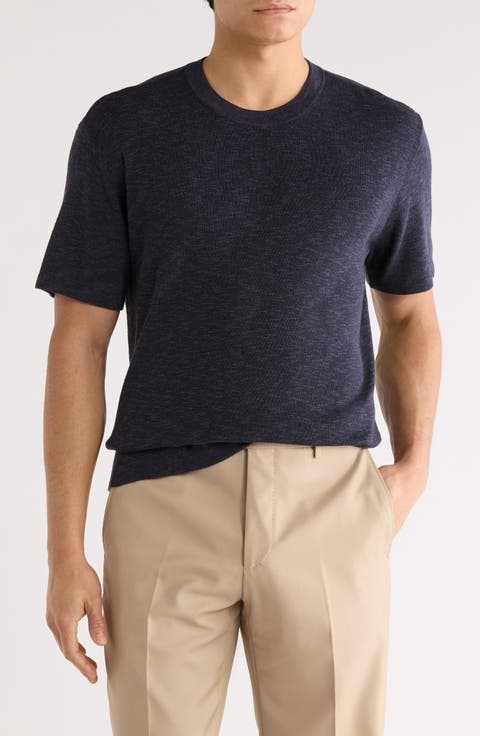 Short Sleeve Cotton & Linen Blend Sweater