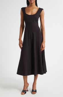 STAUD Cap Sleeve Midi Dress