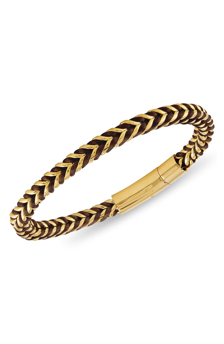 Esquire Men's Stainless Steel Woven Cord Bracelet, Main, color, Gold Ip Stainless Steel