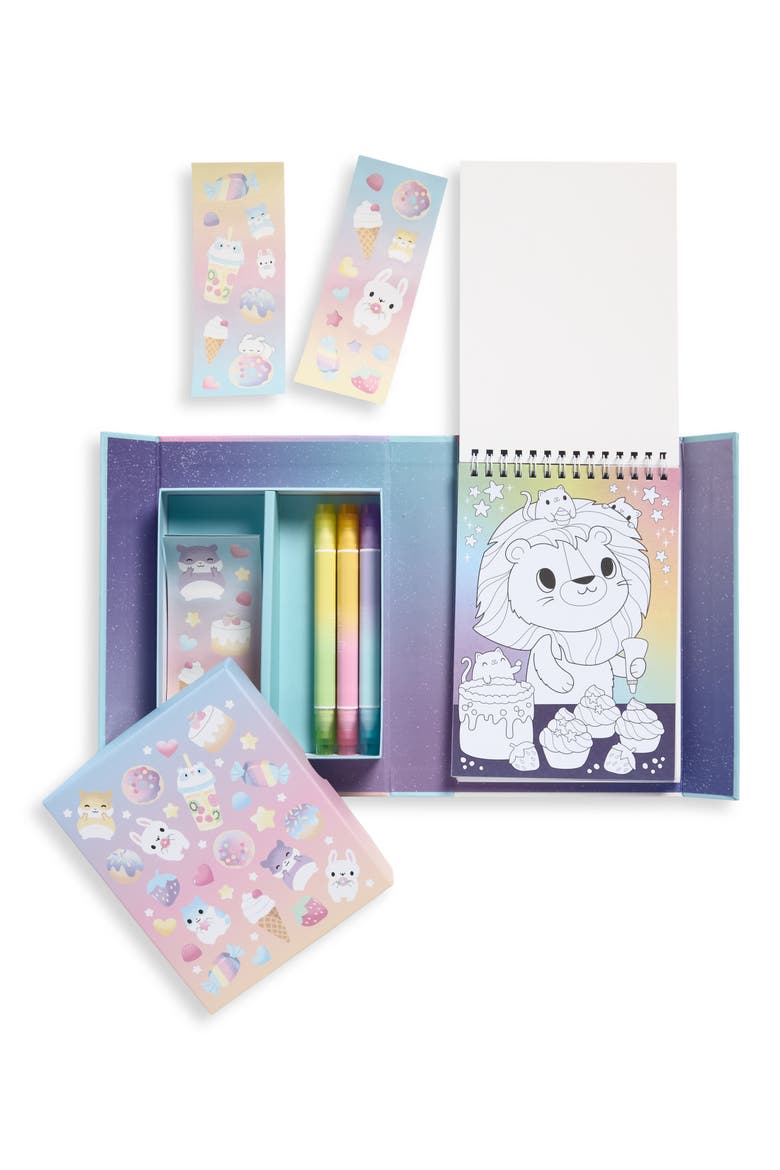 Kids' Kawaii Caf Pastel Coloring Set, Alternate, color, WHITE MULTI