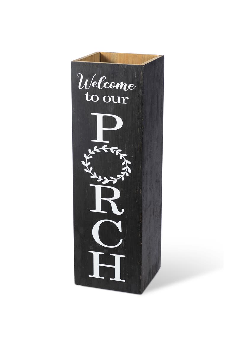 Glitzhome 24"H Double Sided Solid Wood Boxed Welcome or Porch Sign, Alternate, color, Black