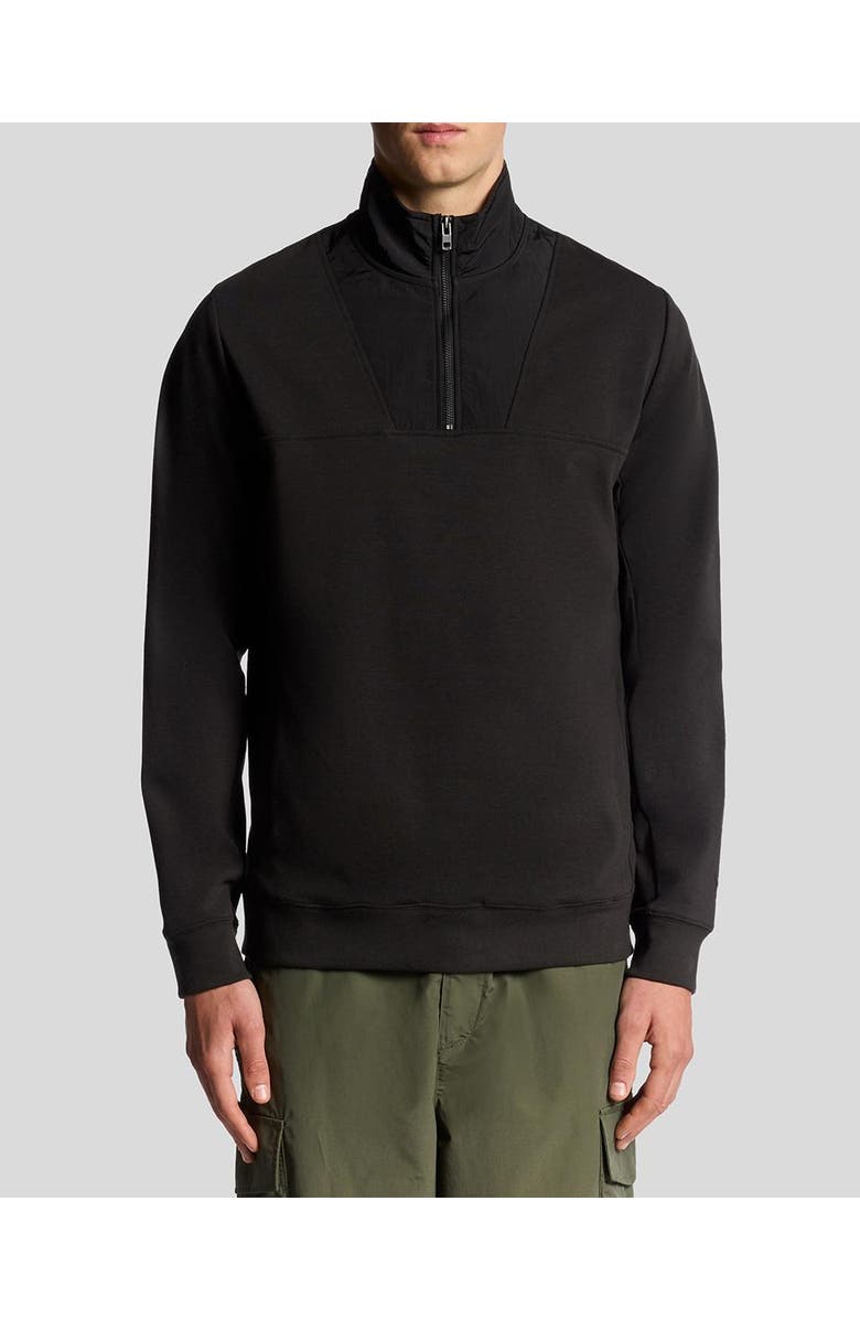 Lyle & Scott Panelled Hybrid Quarter Zip Sweatshirt, Alternate, color, Black Ice
