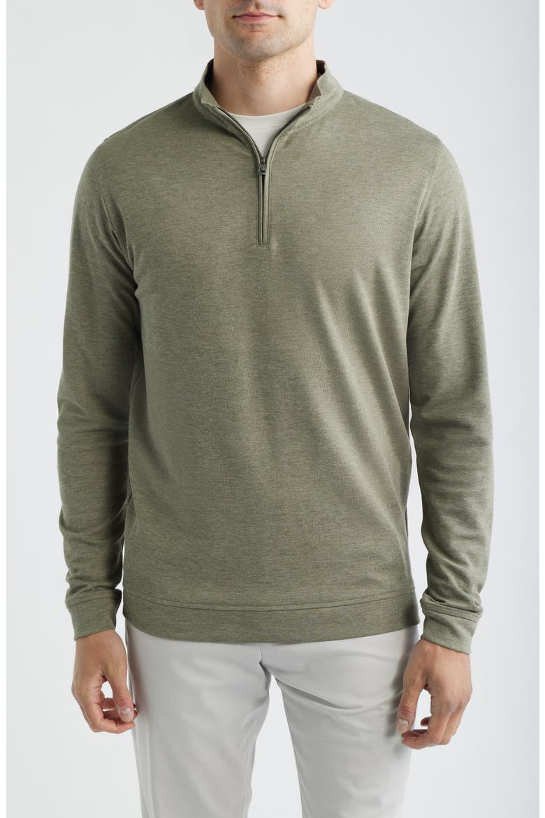 Comfort Interlock Organic Cotton Blend Quarter Zip Pullover, Main, color, FATIGUE