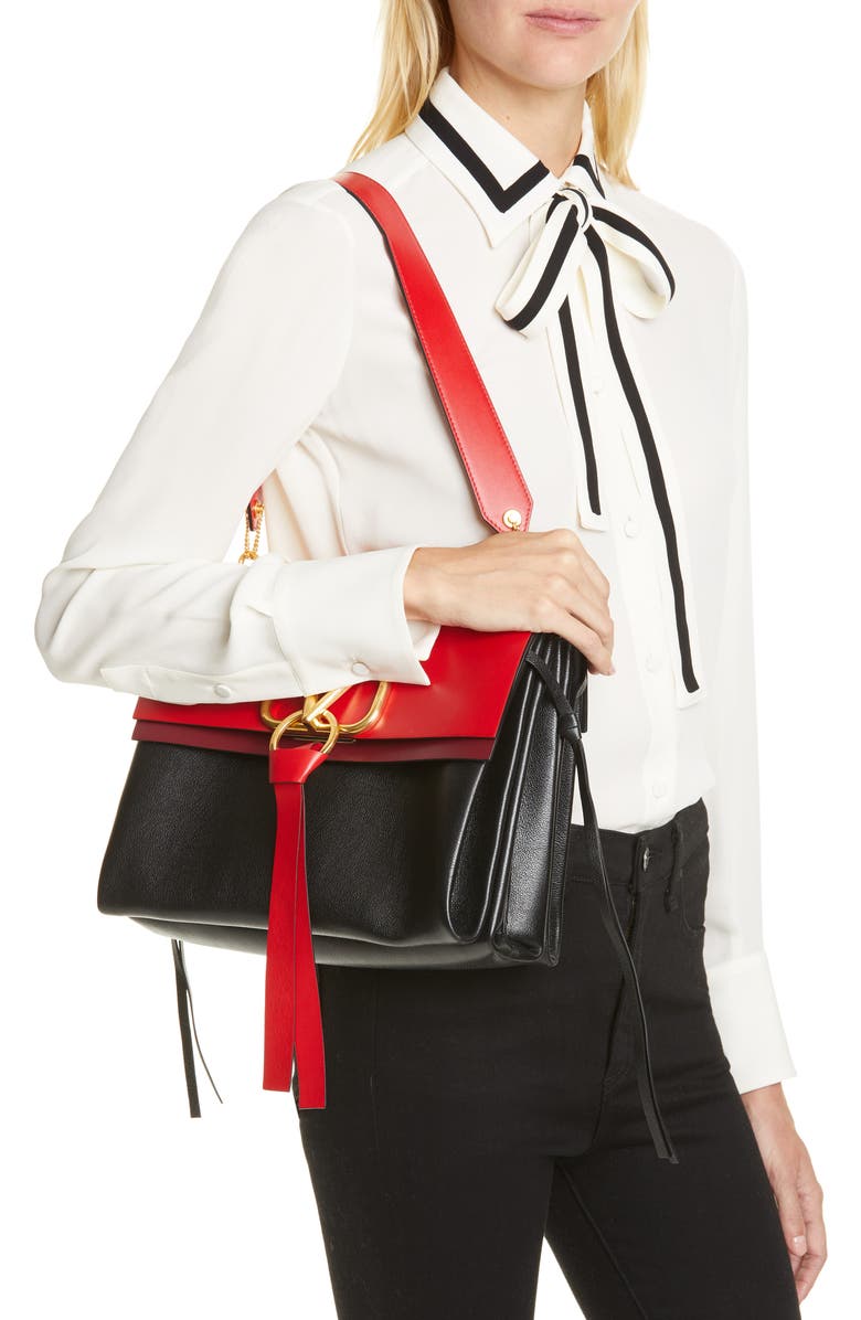 Valentino Garavani Medium V-Ring Leather Shoulder Bag, Alternate, color,