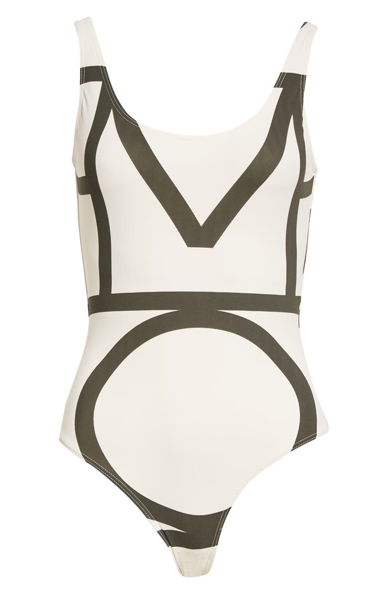 TOTEME Monogram One-Piece Swimsuit, Alternate, color,