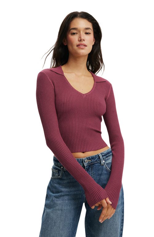 Cotton On Everfine Rib V-neck Polo In Pink