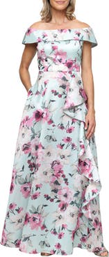 Alex Evenings Floral Off-Shoulder Yoryu Gown