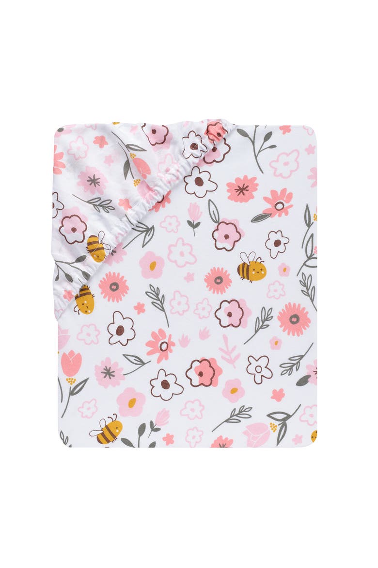 Little Garden 100% Cotton Floral Fitted Crib/Toddler Sheet, Alternate, color, Pink Floral