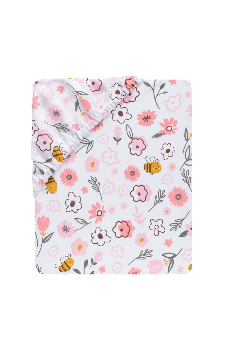 Lambs & Ivy Little Garden 100% Cotton Floral Fitted Crib/Toddler Sheet, Alternate, color, Pink Floral