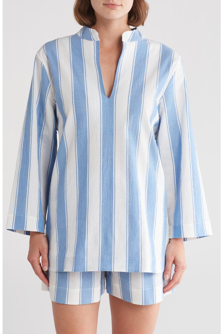 Feluka Stripe Stretch Cotton Short Pajamas, Alternate, color, BLUE