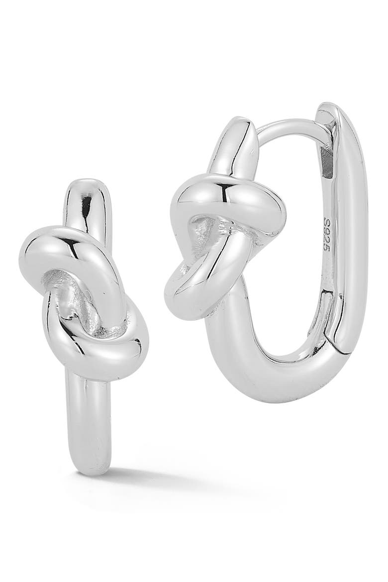 Love Knot Hoop Earrings, Main, color, SILVER