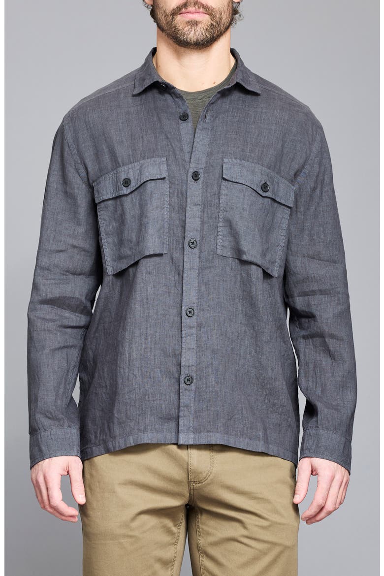 Linen Carpenter Overshirt, Main, color, ASPHALT