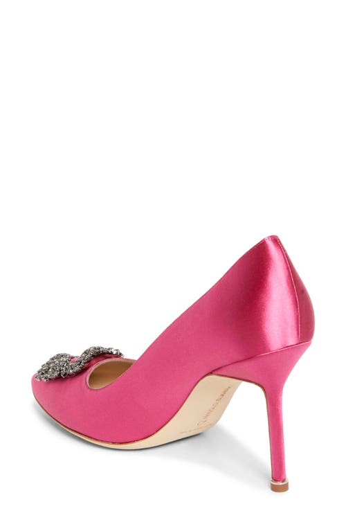 Manolo Blahnik Hangisi Crystal Buckle Pump In Dark Pink