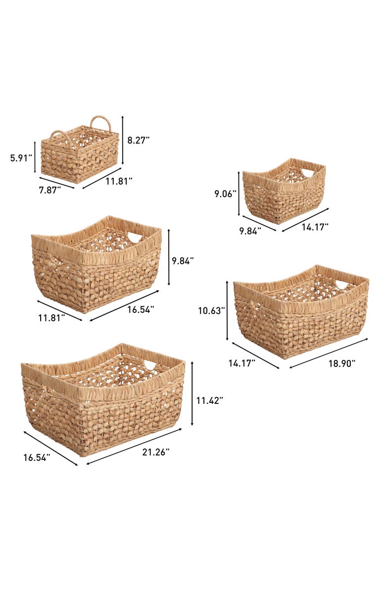 HAPPIMESS Aria Handwoven Water Hyacinth Nesting Storage Baskets with Handles, Alternate, color, Natural