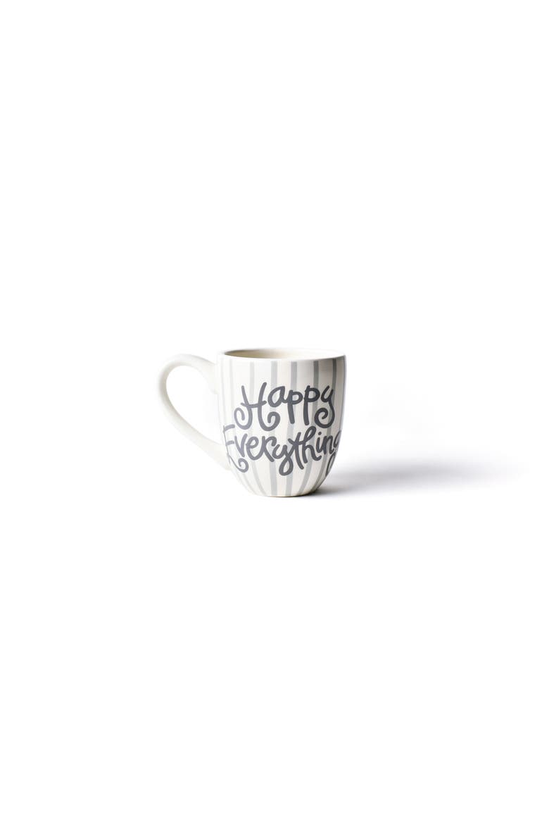 Stone Skinny Stripe Happy Everything! Mug, Main, color, Grey