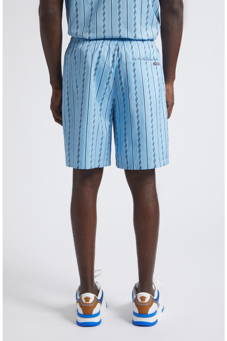 Greca Stripe Jacquard Shorts, Alternate, color, BRIGHT AVIO BLACK