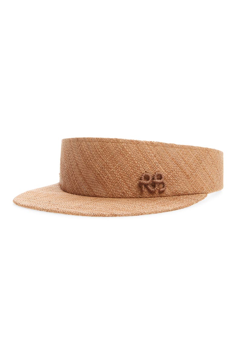 Monogram Straw Visor, Main, color, BROWN