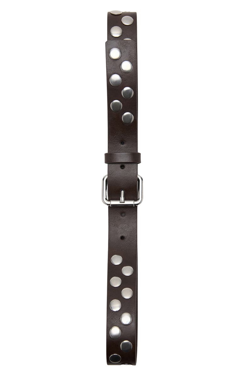 MANGO Studded Faux Leather Belt, Alternate, color, Chocolate