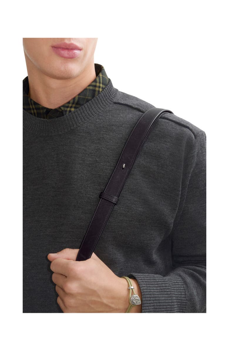 Burberry Leather B Shield Bracelet, Alternate, color, Silver/Artichoke