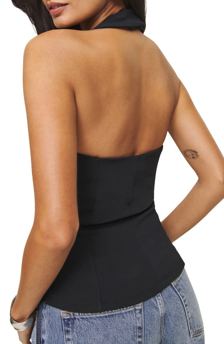 Reformation Finnian Knit Halter Top, Alternate, color, Black