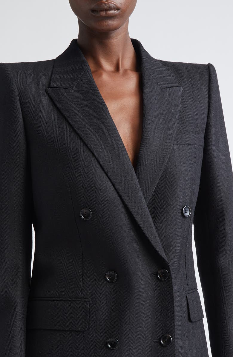 TOM FORD Sharp Herringbone Double Breasted Virgin Wool Jacket, Alternate, color, Lb999 Black