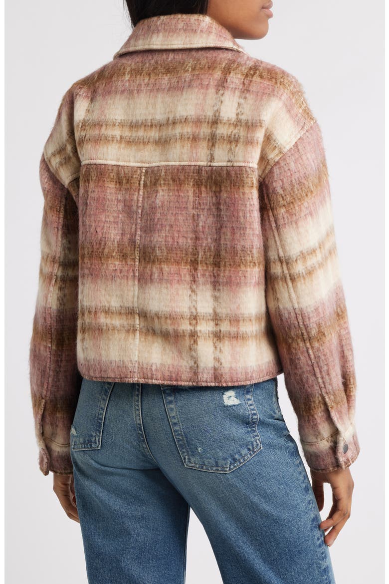 Zip Front Crop Jacket, Alternate, color, GREY PINK PLAID