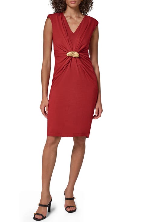Hardware Waist Sleeveless V-Neck Dress