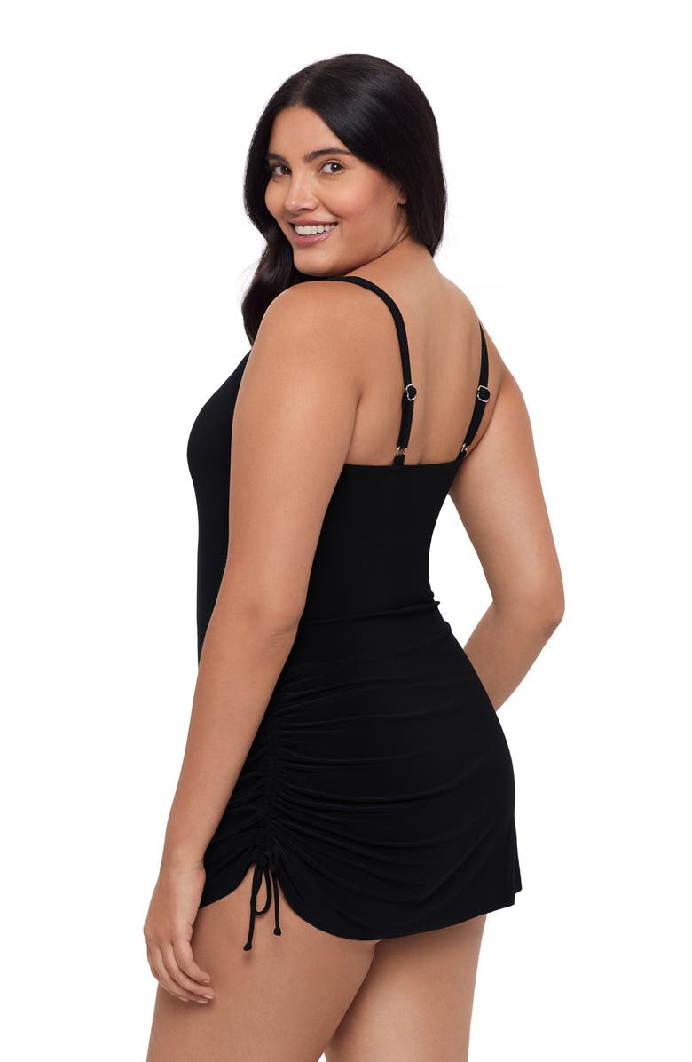 Trimshaper Julie Adjustable Skirt Control Swim Dress, Alternate, color, Black