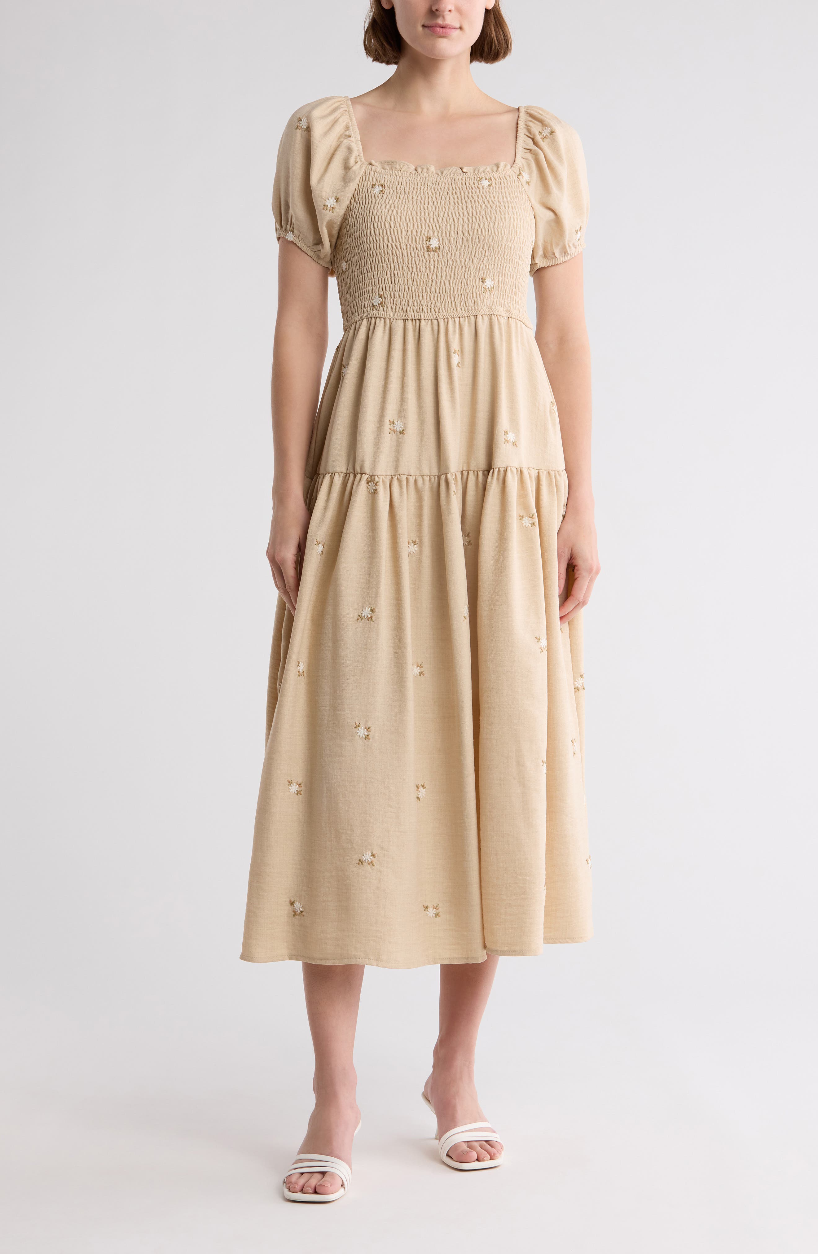 AUGUST SKY Floral Embroidered Maxi Dress