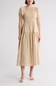 AUGUST SKY Floral Embroidered Maxi Dress